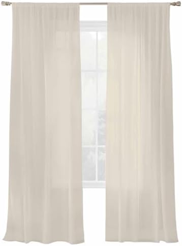 Beige Sheer Curtains 108 Inch Long, White Swan Solid Color Light