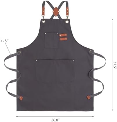 Chef Aprons for Men Canvas Apron with Large Pockets and Adjustable