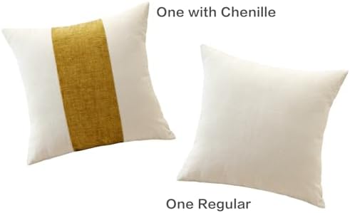 OTOSTAR Set of 2 Cotton Linen Chenille Pillow Covers with Striped