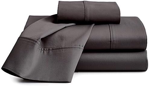 4-Pcs Bed Sheets Dark Grey King Size 100% Cotton 16" Deep Pocket