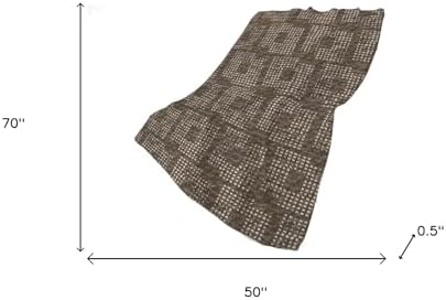 HomeRoots 50" X 70" Brown and Ivory Geometric Polyester Woven Plush