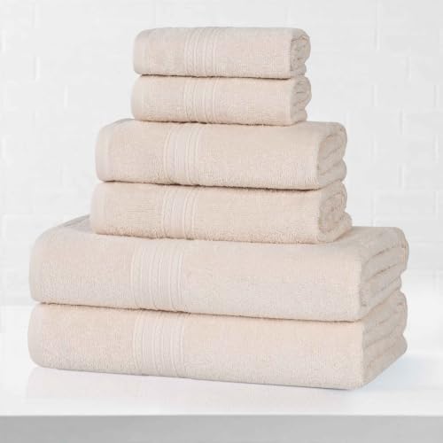 SUPERIOR Eco-Friendly Cotton 6-Piece Towel Set, Bathroom, Shower, Spa