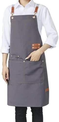 Canvas Chef Apron,Cross Back Apron for Men and Women with Adjustable