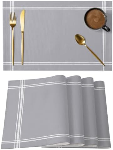 Cotton Linen Placemats for Dining Table Set of 8 Solid Color