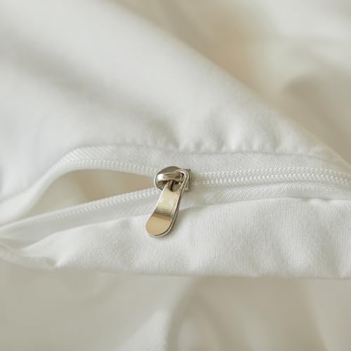 Cream Ruched Twin XL Duvet Cover, Vintage Boho Textured, Zipper & Ties