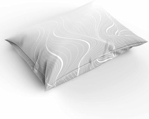 Duvet Cover Set Queen, Gray Ripple White Geometric Stripes 3 Piece