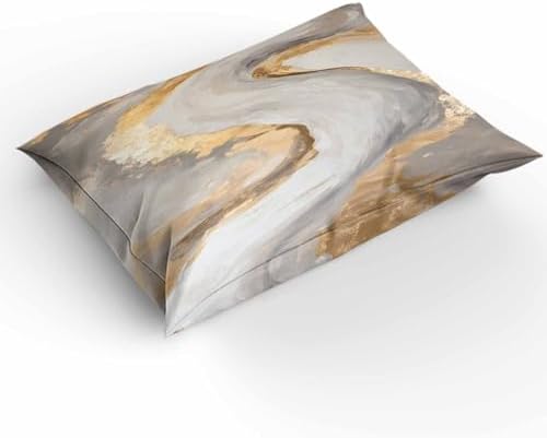 Duvet Cover Set Queen, Abstract Marble Texture Pattern 3 Piece Bedding