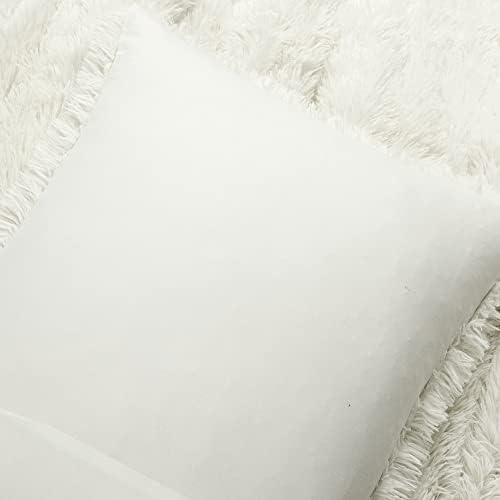 Lush Decor Emma Faux Fur Comforter King Size 3 Piece Set Ivory - Cream