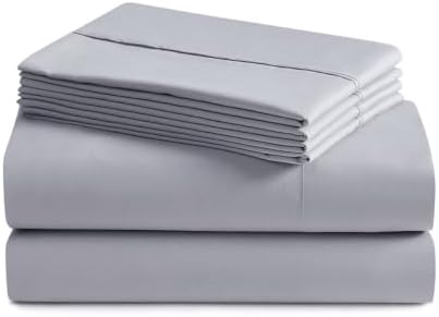 Soft Solid 1500TC Microfiber Bed Sheet Set 6 Piece - Silver Gray Cal