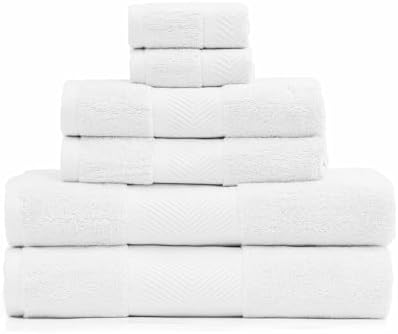 Simple&Opulence Premium 100% Cotton Towel Set 6 Piece,Soft Absorbent