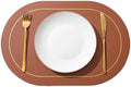Oval Table Placemats Set of 6, Leather Place Mats Heat Resistant