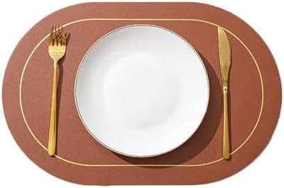 Oval Table Placemats Set of 6, Leather Place Mats Heat Resistant