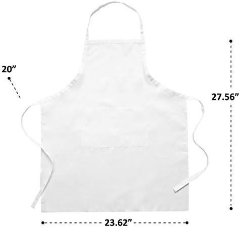 White Aprons Bulk with Pockets for Women Girls Adults Chef, Set of 10