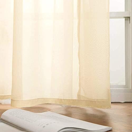 MIULEE Solid Color Sheer Curtains 63 Inches Long 2 Panels Set