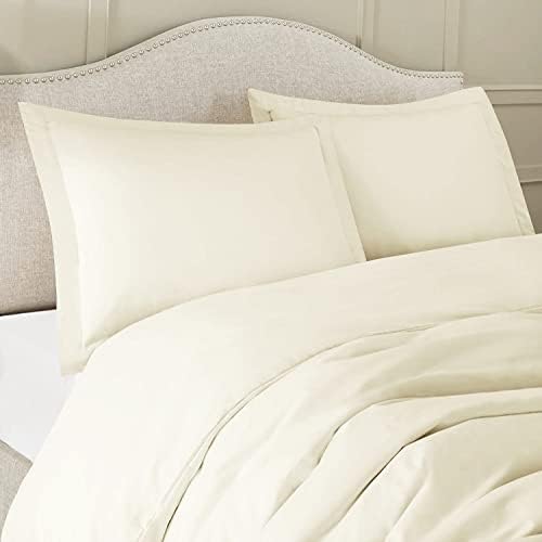 Ivory Duvet Cover Set Twin Soft Double Brushed 3 Piece Egyptian Cotton