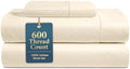 600TC 100% Long-Staple Cotton Twin Sheet Set - Premium Sateen Weave