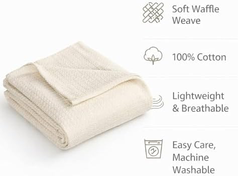Waffle Knit Blanket for Queen Size Cooling Comfort Soft and Breathable