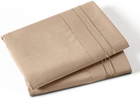 P Pothuiny 100% Microfiber Pillow Cases - Super Soft Beige Pillow