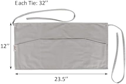 GNEGNI 3 Pockets Waist Apron-Waitress Waiter Server Apron Short Half