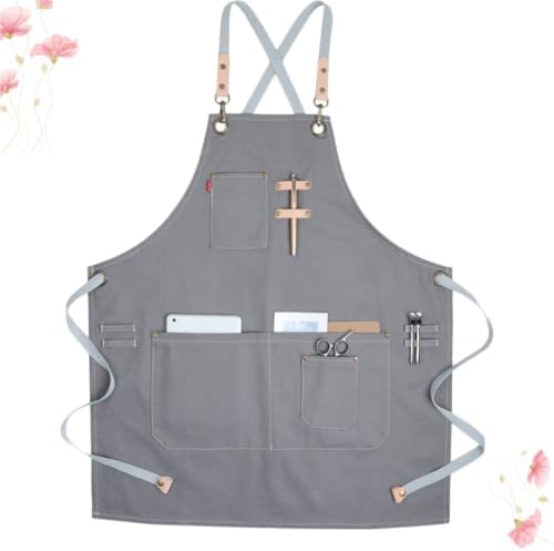 Canvas Serving Apron Adjustable Nordic Industrial Style with Pockets