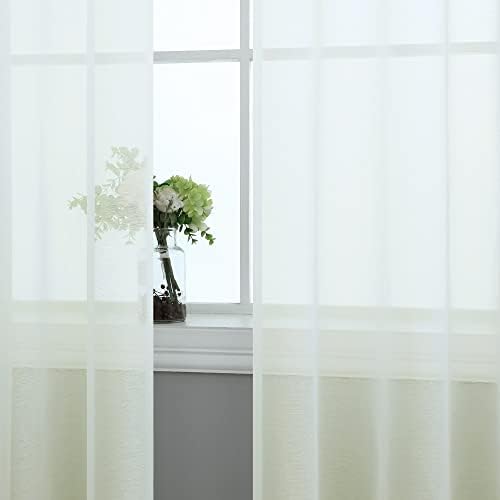 Mrs.Naturall Cream Ivory Silky Sheer Curtains, Clear Light Weight