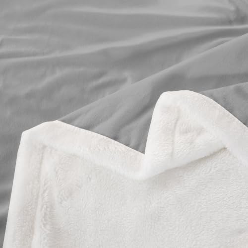 Feelyou Grey Sherpa Blanket Plush Fuzzy Solid Color Fleece Throw