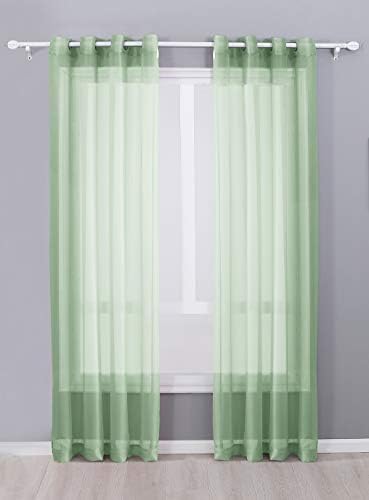 Decotex 2 Piece Sheer Voile Grommet Top Window Curtain Panel Drapes