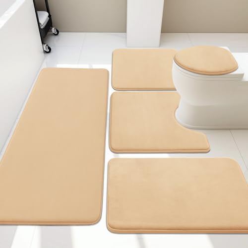 YIHOUSE Memory Foam Bath Mat Set, Super Absorbent Bath Mats - Non-Slip