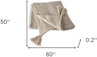 HomeRoots 516505 0.2 x 50 x 60 in. Cream Cotton Woven Solid Color
