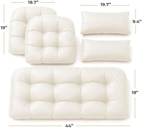 5 Pcs Wicker Furniture Cushions Waterproof Outdoor Loveseat Cushions