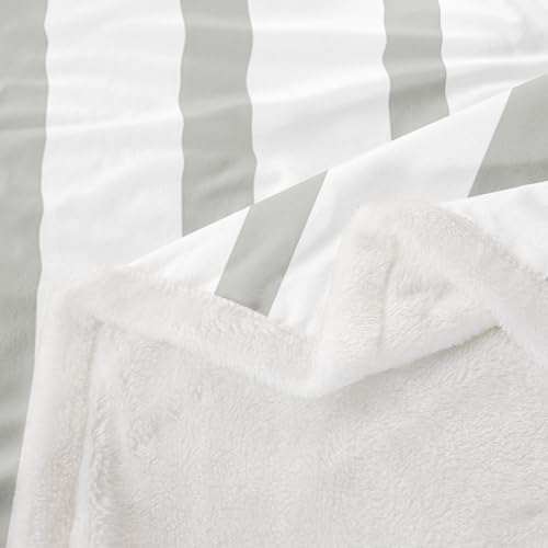 Minimalist Gray and White Stripe Fleece Blanket Twin 60x80 Inch