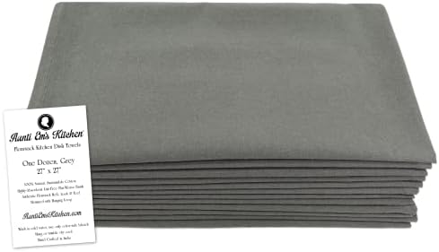 Aunti Em's Kitchen Flour Sack Towels for Embroidery, Steel Grey