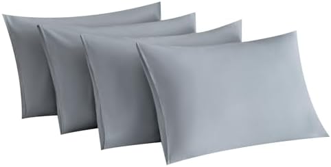 MINIPANDA Light Grey Pillowcases Set of 4 Standard Size, Envelope