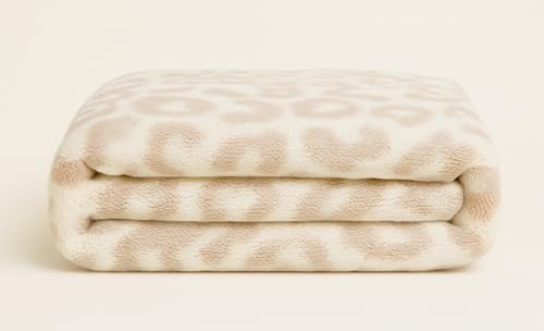 Fennco Styles Ultra-Soft Knit Throw Blanket 50" W x 60" L - Beige