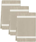 Beige Striped Kitchen Towels Set of 3, Water Absorbent Dish Towel
