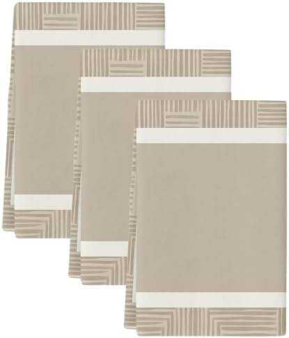 Beige Striped Kitchen Towels Set of 3, Absorbent Dish Towels for