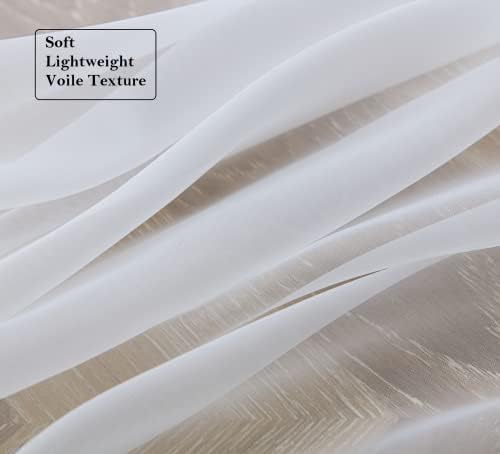 PI White Sheer Curtains 63 Inch Length with Grommet Top,Short Voile