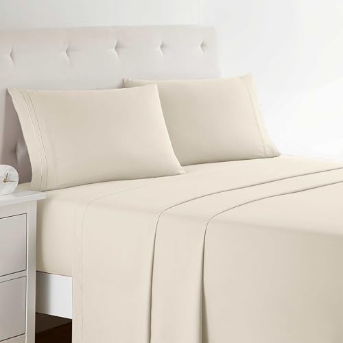Clara Clark Premier 1800 Collection Full 4PC Bed Linen Set, Beige