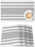 Placemats Set of 8 for Dining Table, Gray Geometric Fringe Washable
