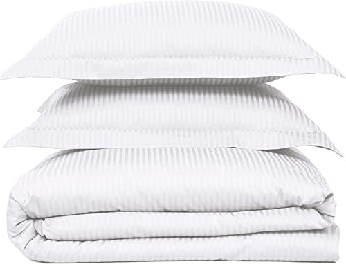 Precious Star Linen 100% Cotton White Striped Duvet Cover Set