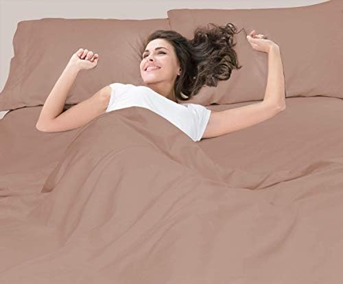 4PC Cotton Sheet Set Sheets, 14" Deep Pocket, Taupe, Full XL