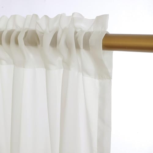 Semi Sheer Rod Pocket Curtains 50W x 108L 2 Panels, Cream White