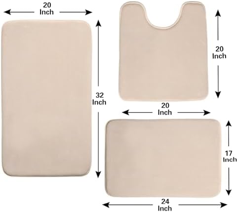 Madeals Memory Foam Bath Mat Set 4 Piece with Toilet Lid Cover and