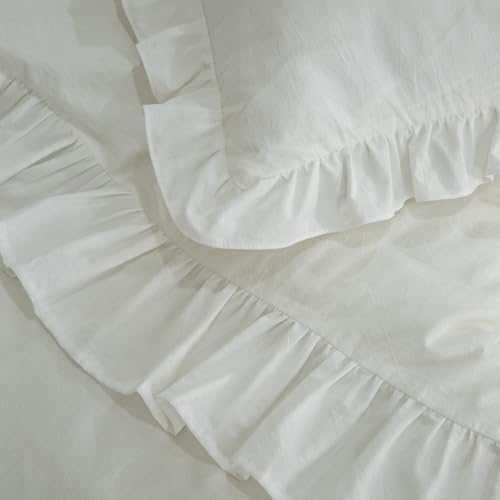 GLORY SEASON 100% Cotton Duvet Cover Set with Ruffle Edge Natural