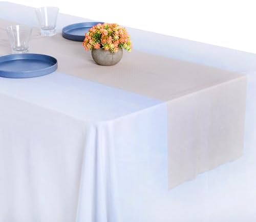 Pack of 10 Premium Chiffon Table Runners 12 x 108 Inch - Nude
