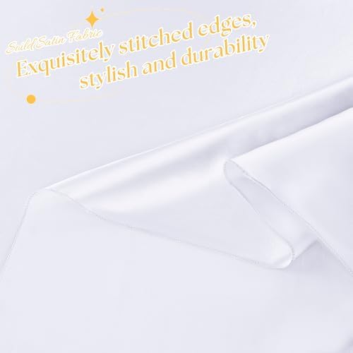 Entisn Oval Satin Tablecloth White 60x120 Inch, Lock-Stitched Edge