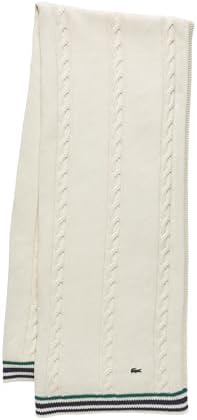 Lacoste Cable Knit Cotton Throw Blanket, Ivory, 50" x 70"