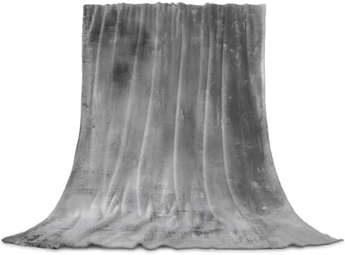 Flannel Fleece Blanket 60" x 80", Gray Ombre Microfiber Cozy Soft