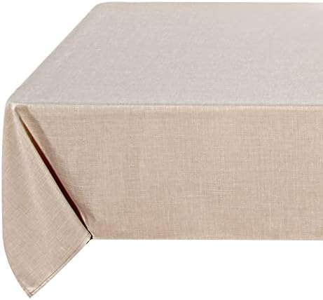 Fitable Linen Textured Tablecloth Washable Fabric Rectangle Table