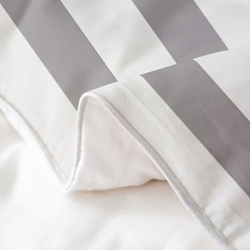 Erosebridal Gray Striped 100% Cotton King Comforter Cover Simple